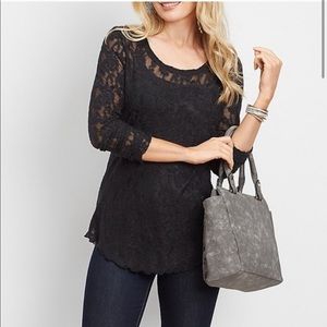 Maurice’s Black Lace Long Sleeve Womens Shirt
